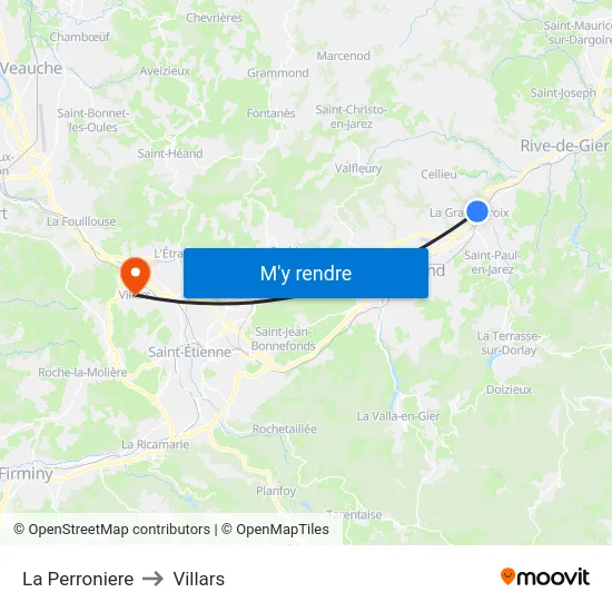 La Perroniere to Villars map