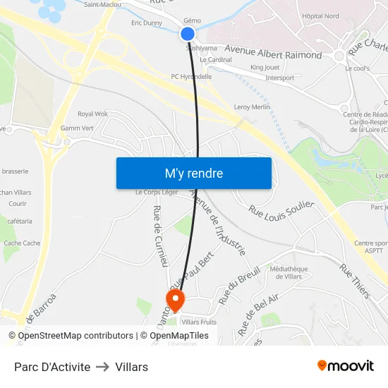 Parc D'Activite to Villars map