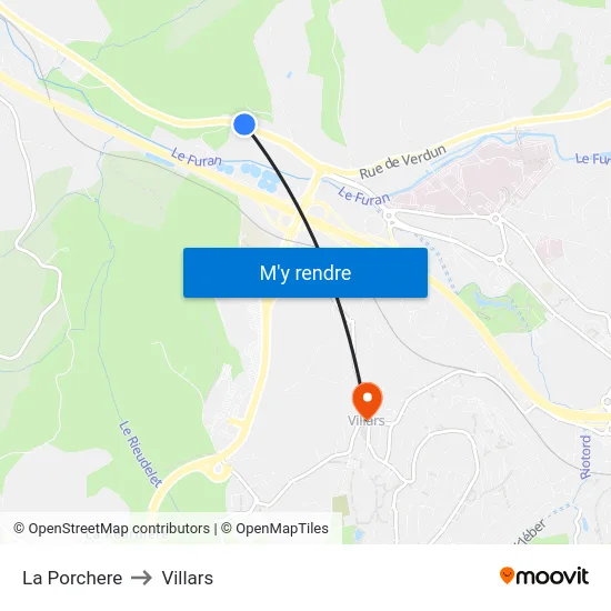 La Porchere to Villars map