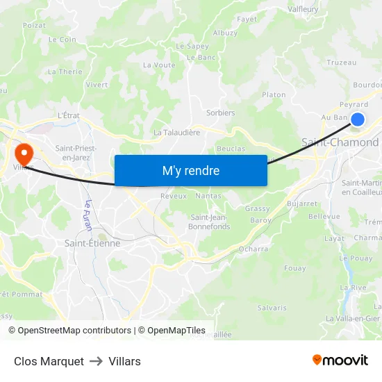 Clos Marquet to Villars map