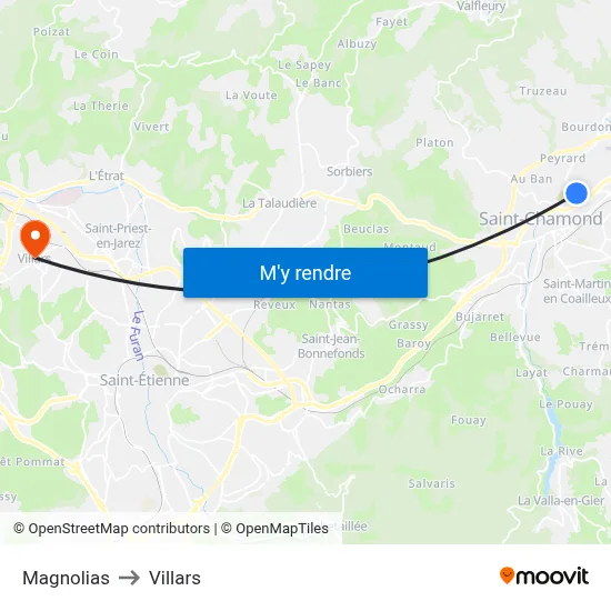 Magnolias to Villars map