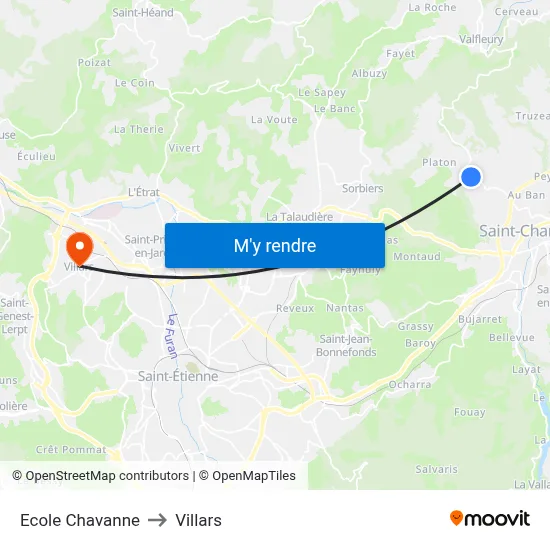 Ecole Chavanne to Villars map