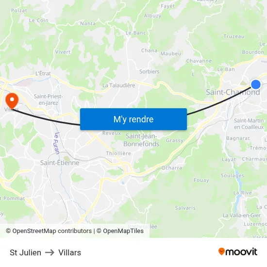 St Julien to Villars map