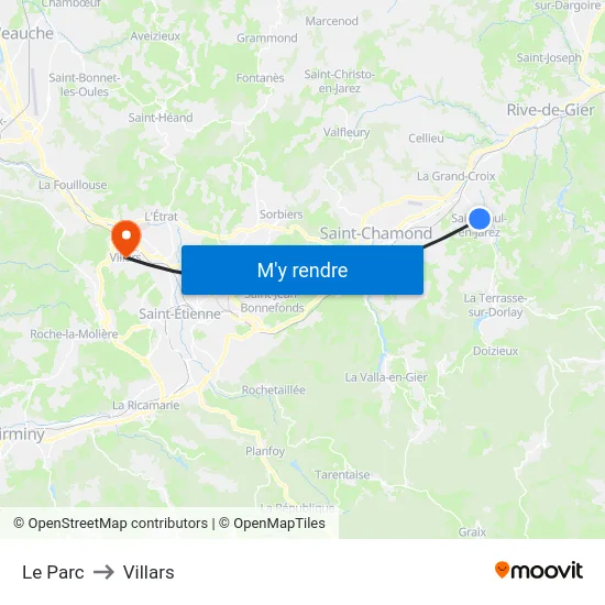 Le Parc to Villars map