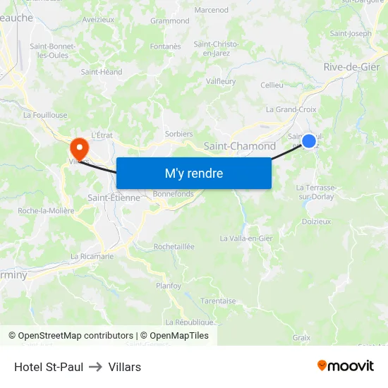 Hotel St-Paul to Villars map