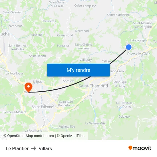 Le Plantier to Villars map