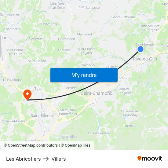 Les Abricotiers to Villars map