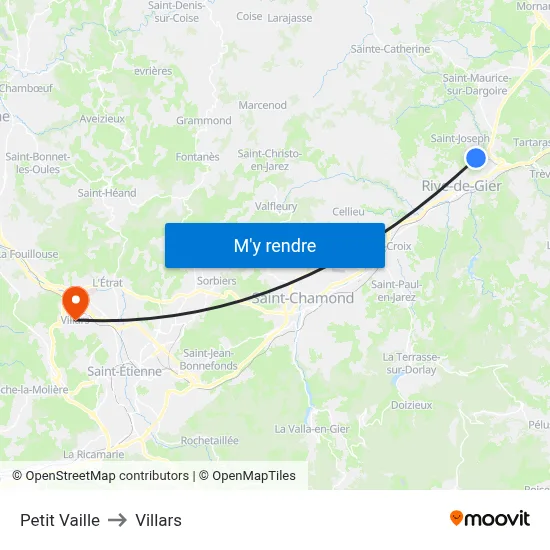 Petit Vaille to Villars map