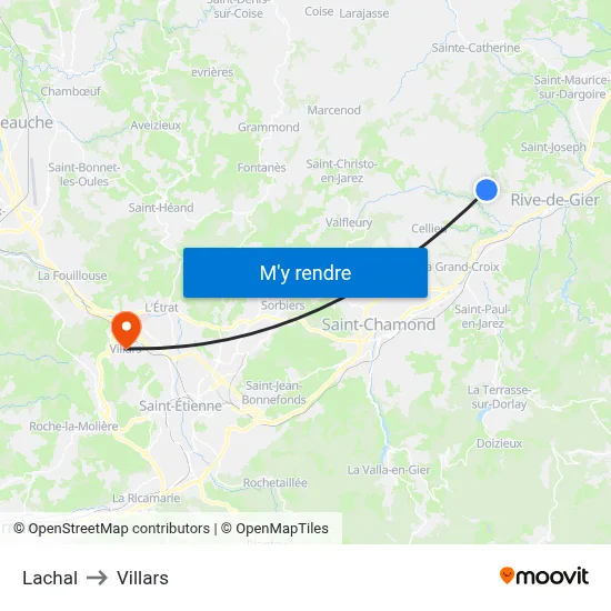Lachal to Villars map