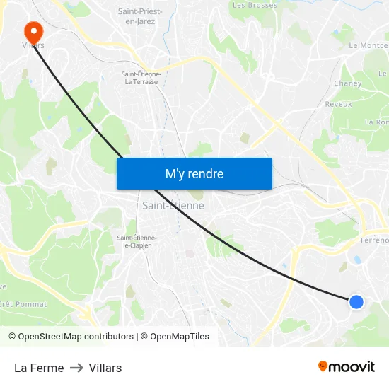 La Ferme to Villars map
