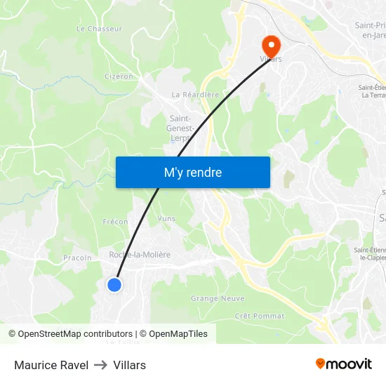 Maurice Ravel to Villars map