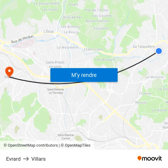 Evrard to Villars map