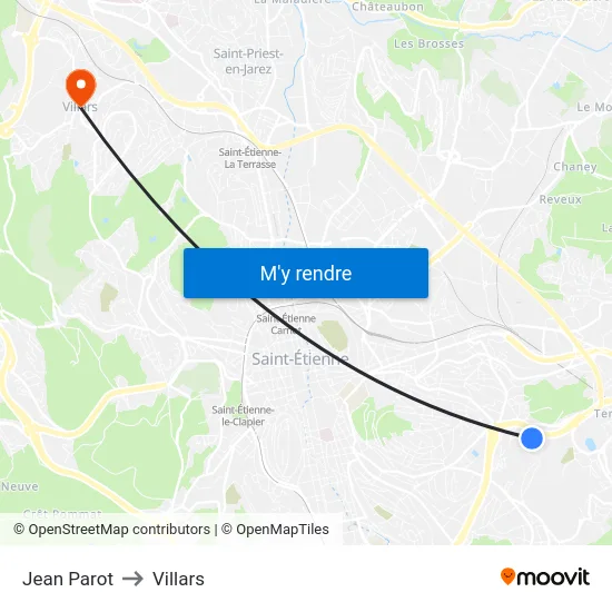 Jean Parot to Villars map