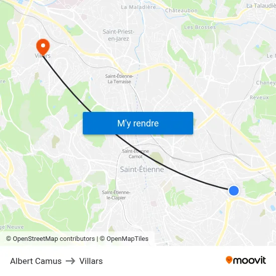 Albert Camus to Villars map