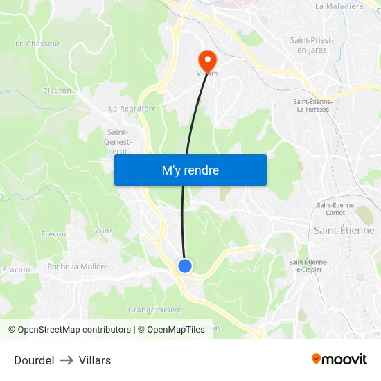 Dourdel to Villars map