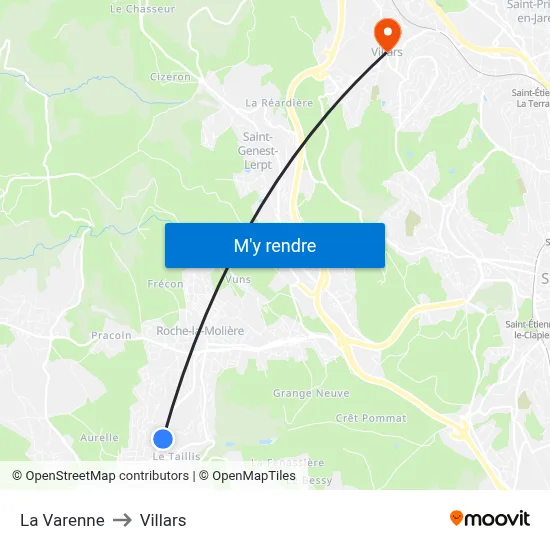 La Varenne to Villars map