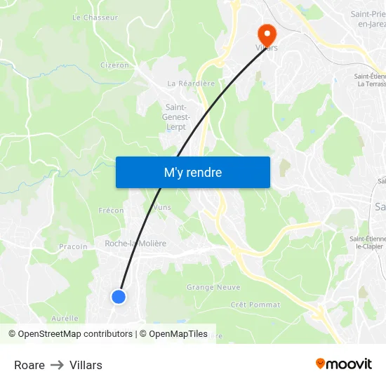Roare to Villars map