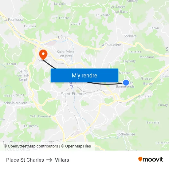 Place St Charles to Villars map