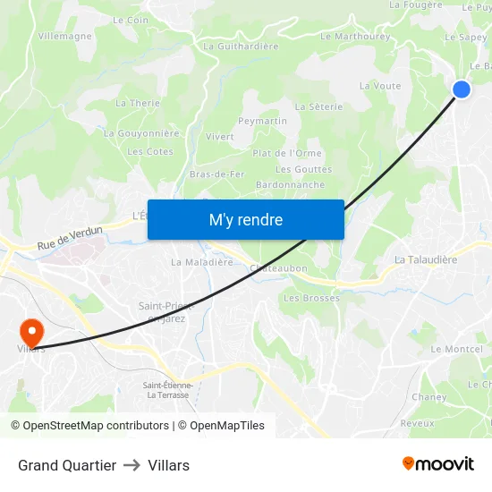 Grand Quartier to Villars map