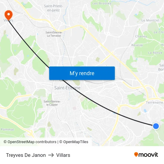 Treyves De Janon to Villars map