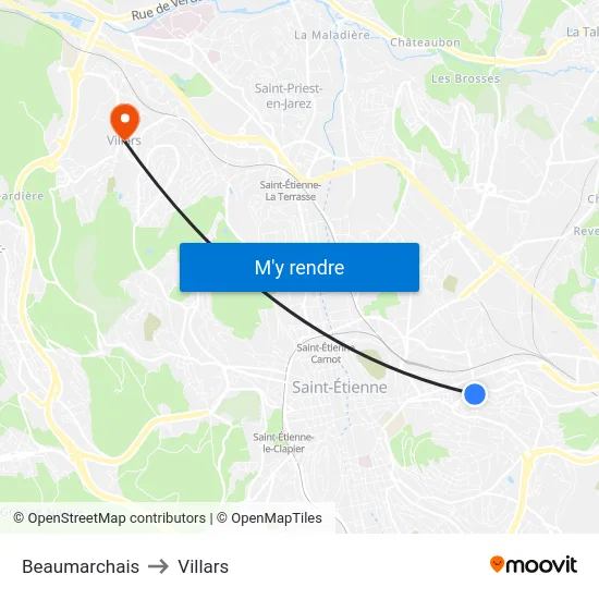 Beaumarchais to Villars map