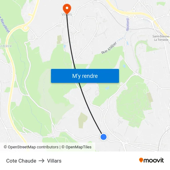 Cote Chaude to Villars map