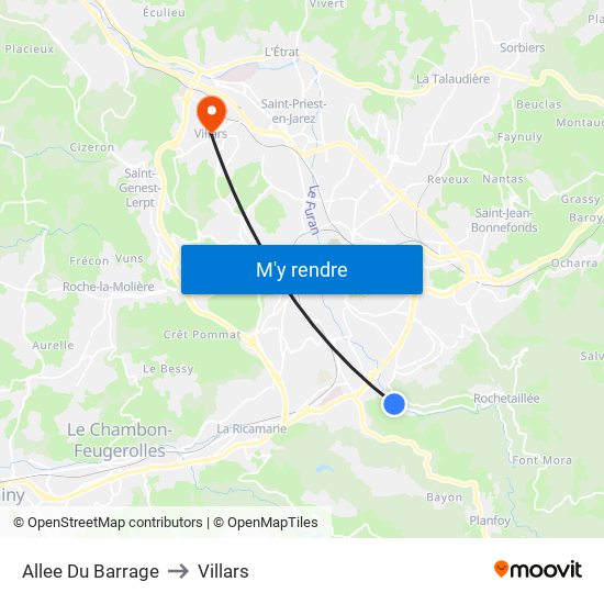 Allee Du Barrage to Villars map