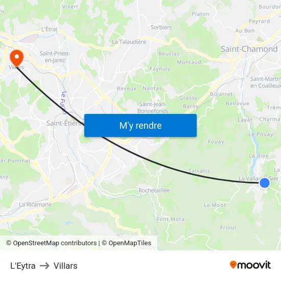 L'Eytra to Villars map