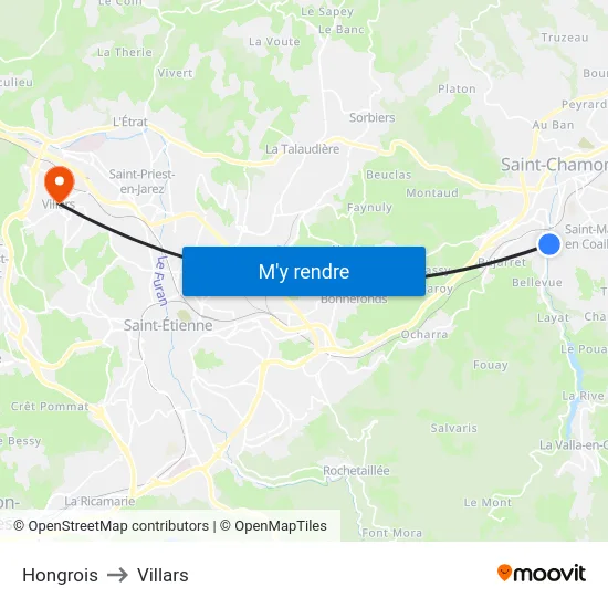 Hongrois to Villars map
