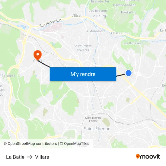 La Batie to Villars map