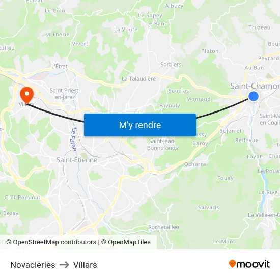 Novacieries to Villars map