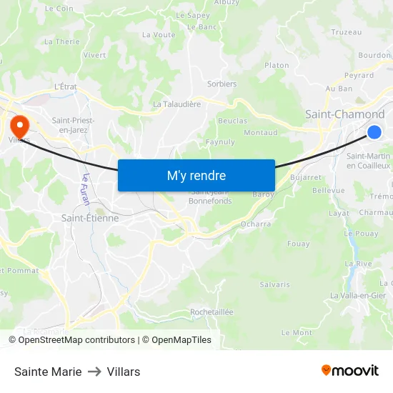 Sainte Marie to Villars map