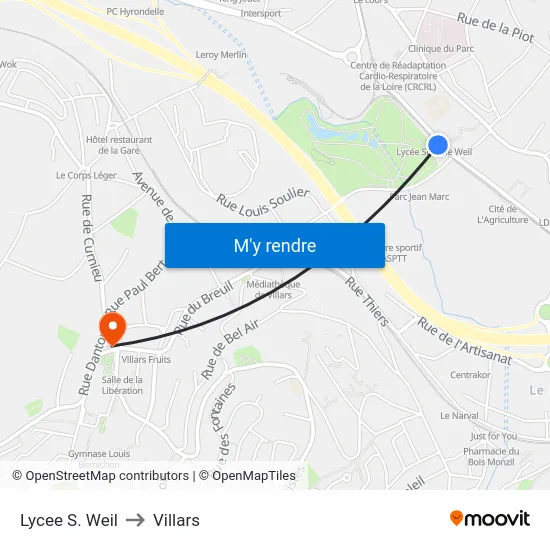 Lycee S. Weil to Villars map