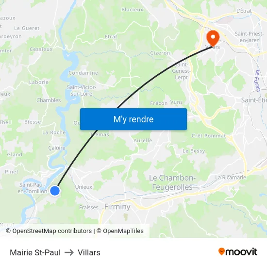 Mairie St-Paul to Villars map