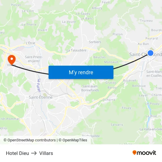 Hotel Dieu to Villars map