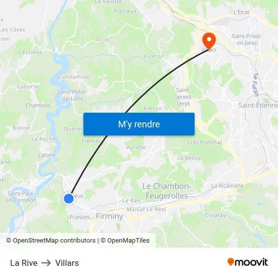 La Rive to Villars map