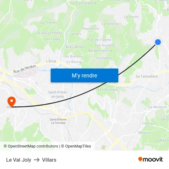 Le Val Joly to Villars map