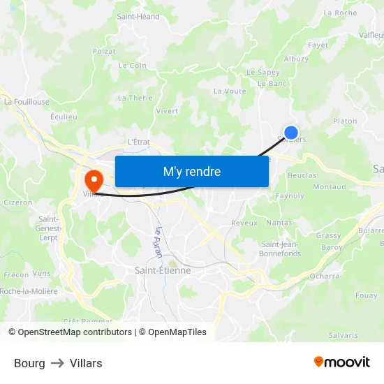 Bourg to Villars map
