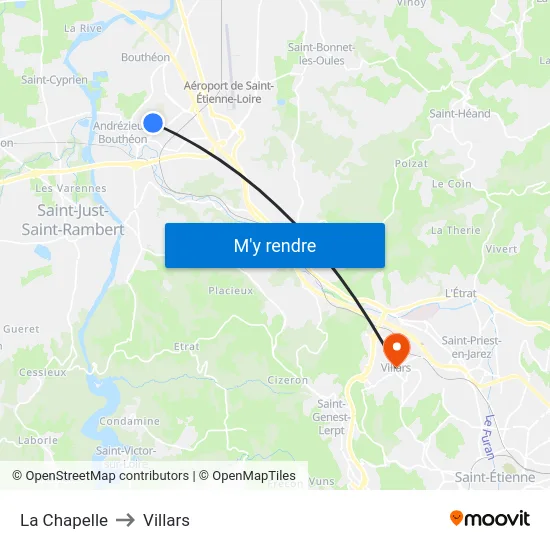 La Chapelle to Villars map