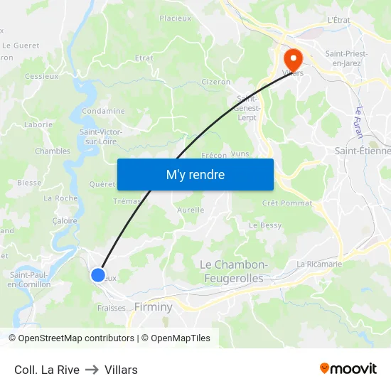 Coll. La Rive to Villars map