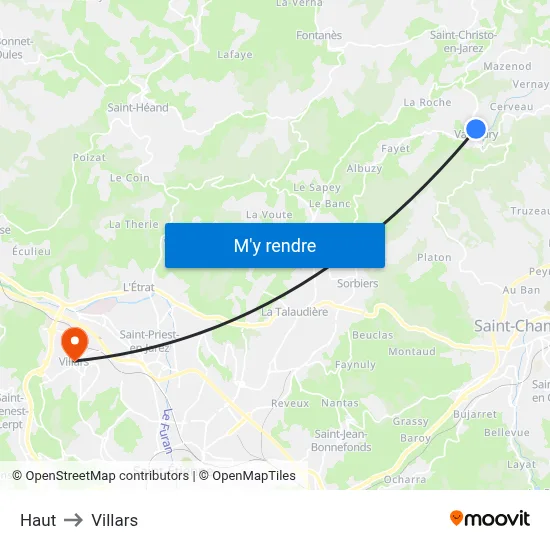 Haut to Villars map
