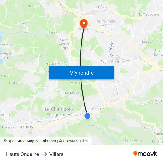 Hauts Ondaine to Villars map