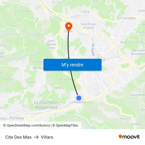 Cite Des Mas to Villars map