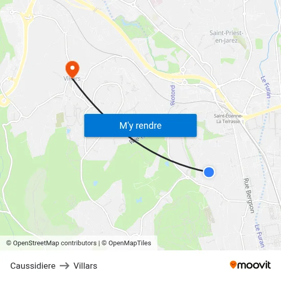 Caussidiere to Villars map
