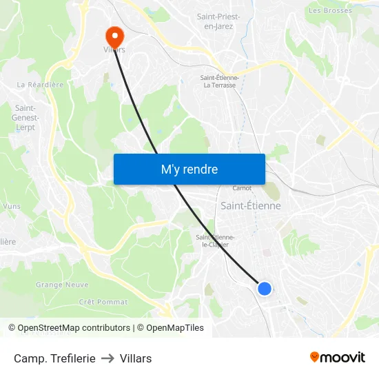 Camp. Trefilerie to Villars map