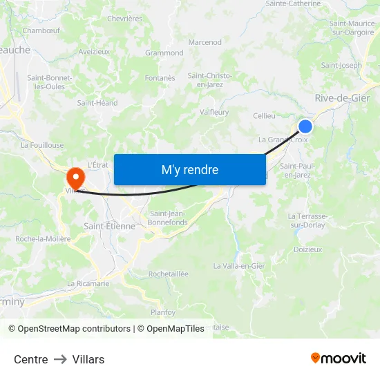Centre to Villars map