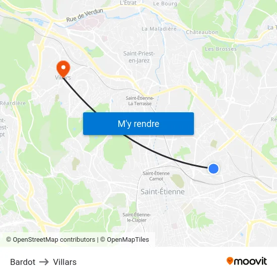 Bardot to Villars map
