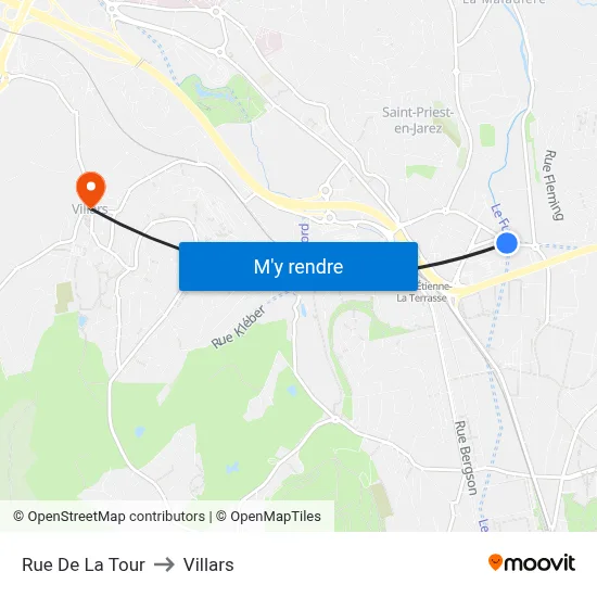 Rue De La Tour to Villars map