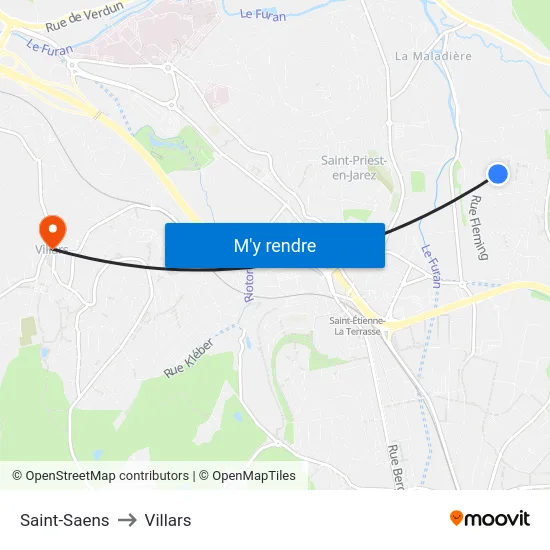 Saint-Saens to Villars map