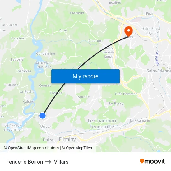Fenderie Boiron to Villars map